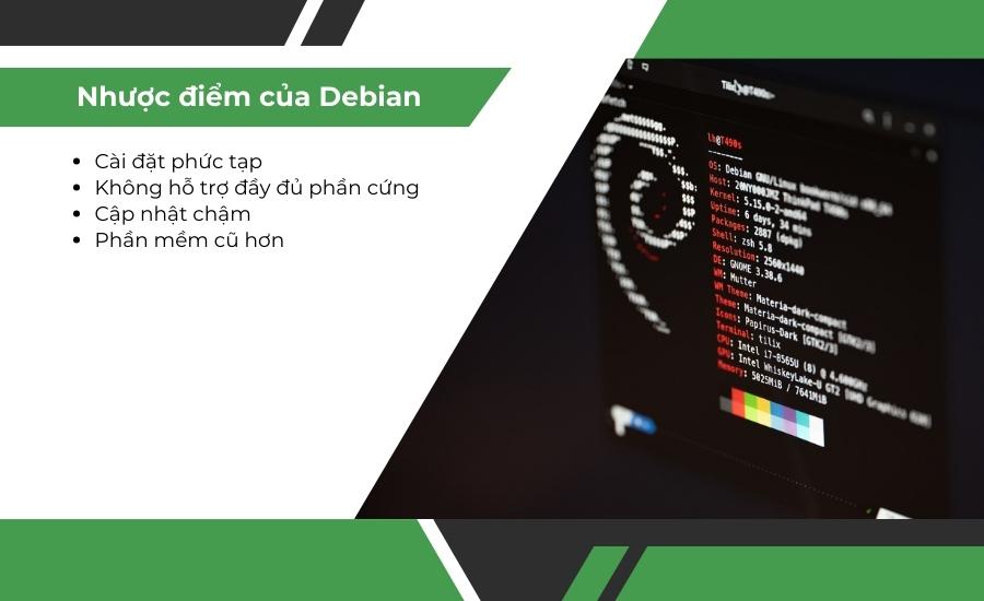 Nhược điểm của Debian