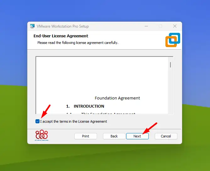 bước 2 chấp nhận điều khoản