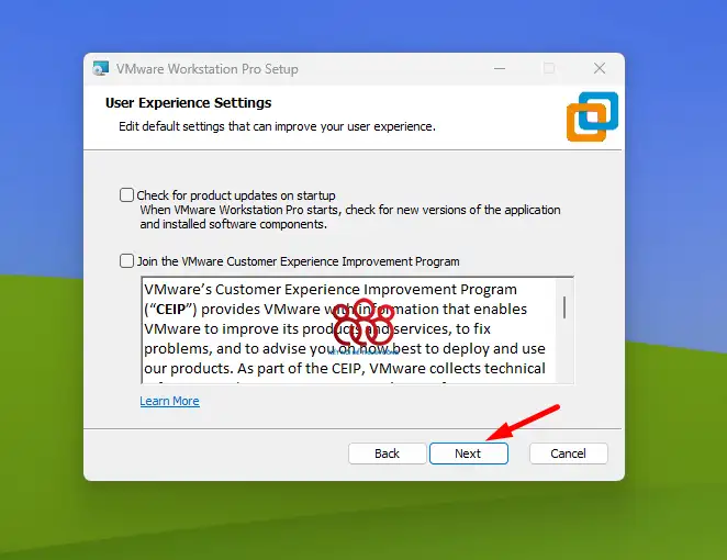 bước 4 thiết lập cập nhật và ceip