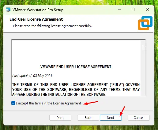 hướng dẫn cài đặt vmware workstation 16 pro bước 3
