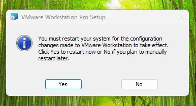 hướng dẫn cài đặt vmware workstation 16 pro bước restart